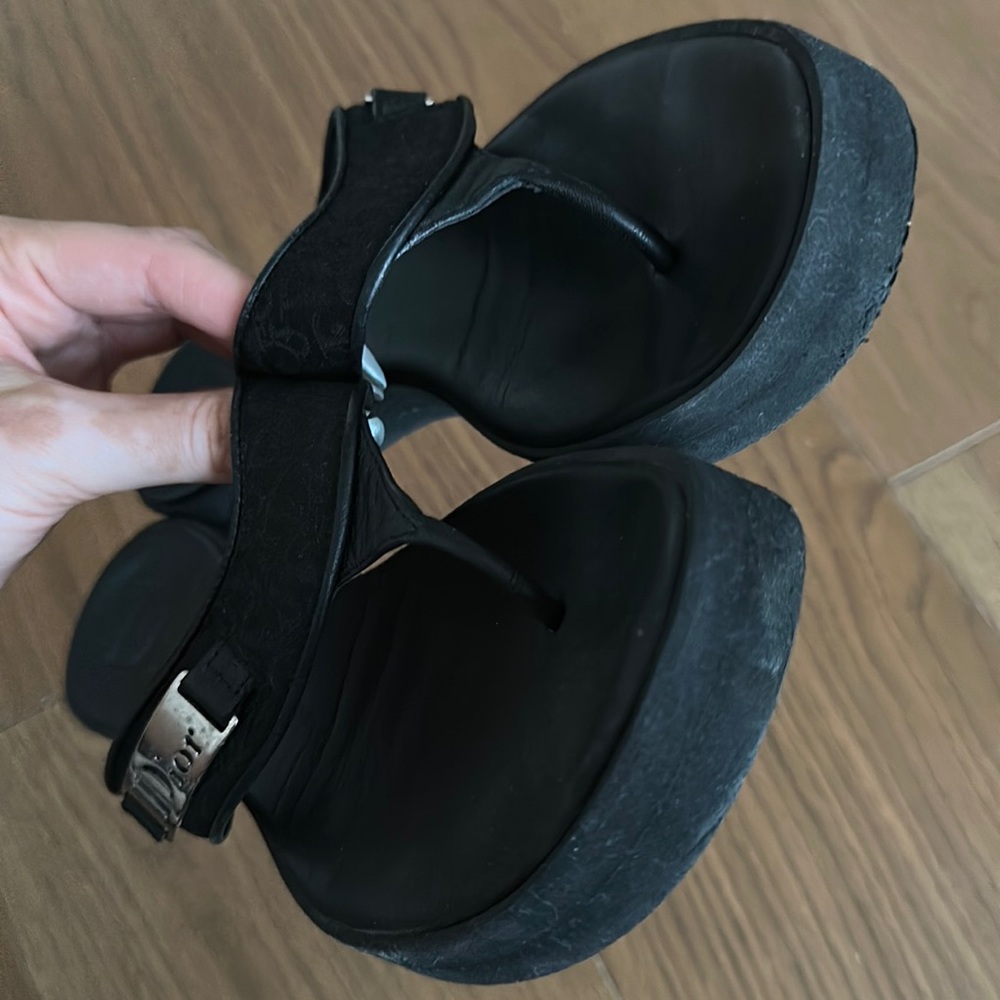 Christian Dior Diorissmo Black Logo Platform Flip Flops Flop Sandals - Picture 10 of 17